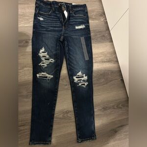 American Eagle Outfitters Dark Blue Distressed Skinny Jeans
